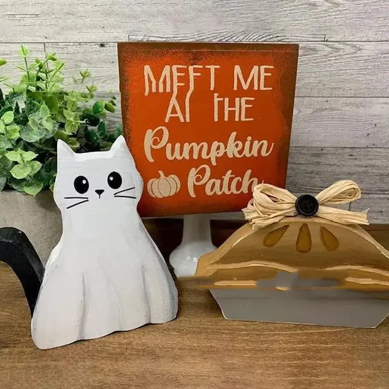 Personalized Halloween Ghost Cat Statue - petsiam.com