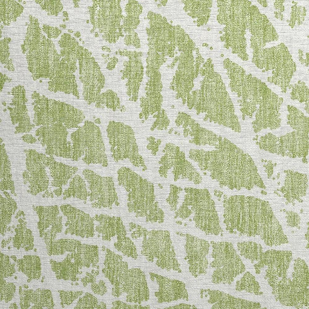 2' X 3' Green and White Abstract Washable Non Skid Indoor Outdoor Area Rug