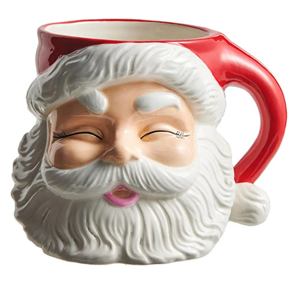 7.5" Red Santa Mug Ceramic Container