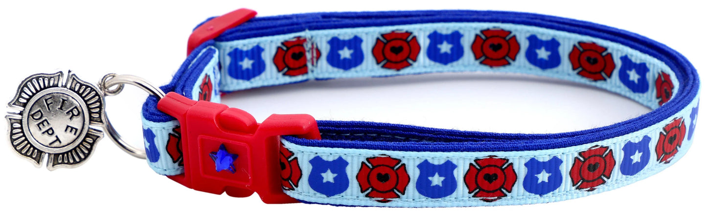 Fire and Police Badges Cat Collar