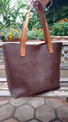 Distressed Large Leather Tote Bag