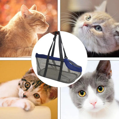 NNEAGS Grey Pet Carrier Bag Breathable Net Mesh Tote Pouch Dog Cat Travel Essentials