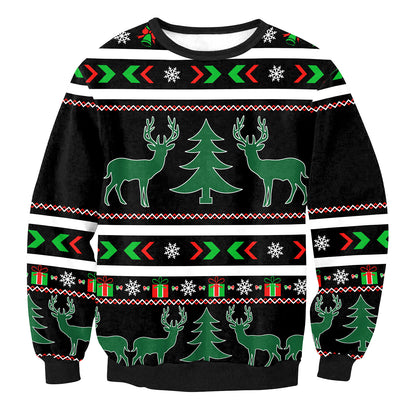 Women's Santa Claus Elk Long Sleeve Round Neck Loose Sweatshirt