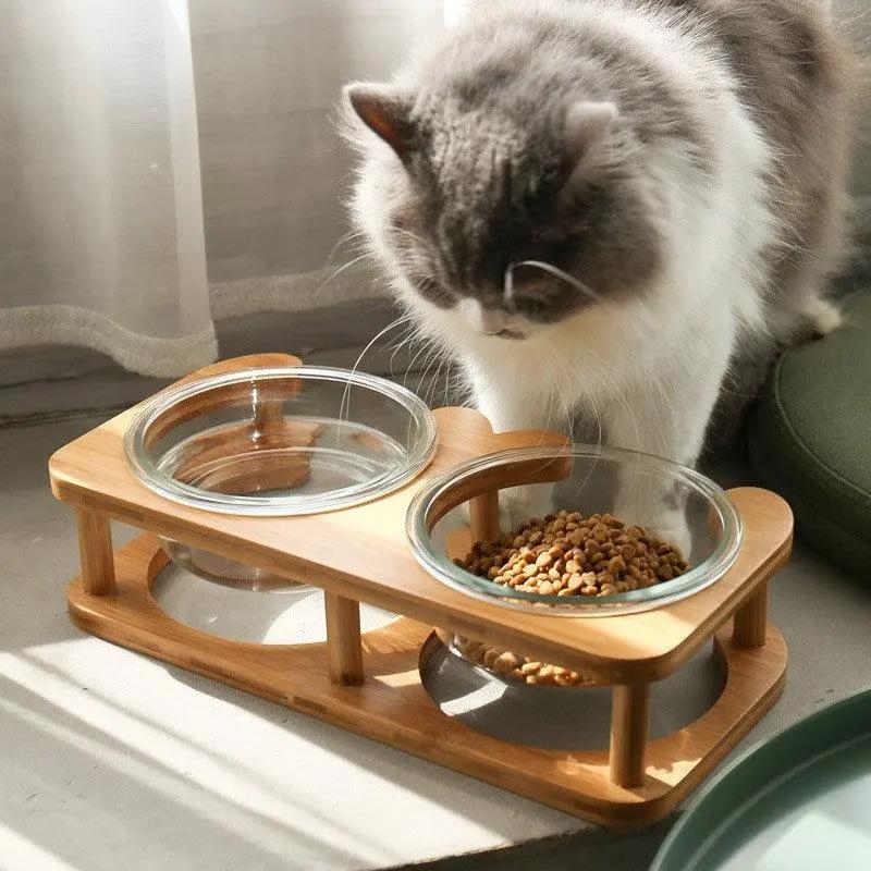 Elegant Glass Cat Food Bowl Set - Stylish And Functional Pet Dining Solution