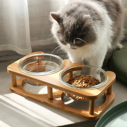 Elegant Glass Cat Food Bowl Set - Stylish And Functional Pet Dining Solution