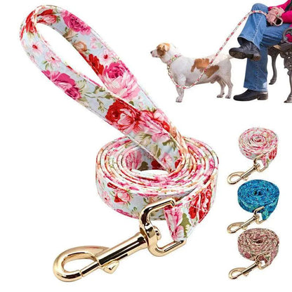 Nylon Floral Dog Walking Rope - Stylish And Sturdy Leash For Your Pup