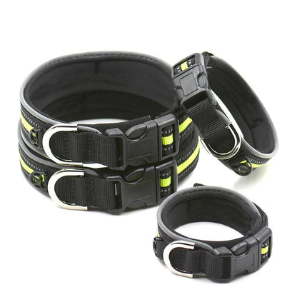 Reflective Grid Pattern Neoprene Pet Collars - Stylish Safety Accessories For Dogs And Cats
