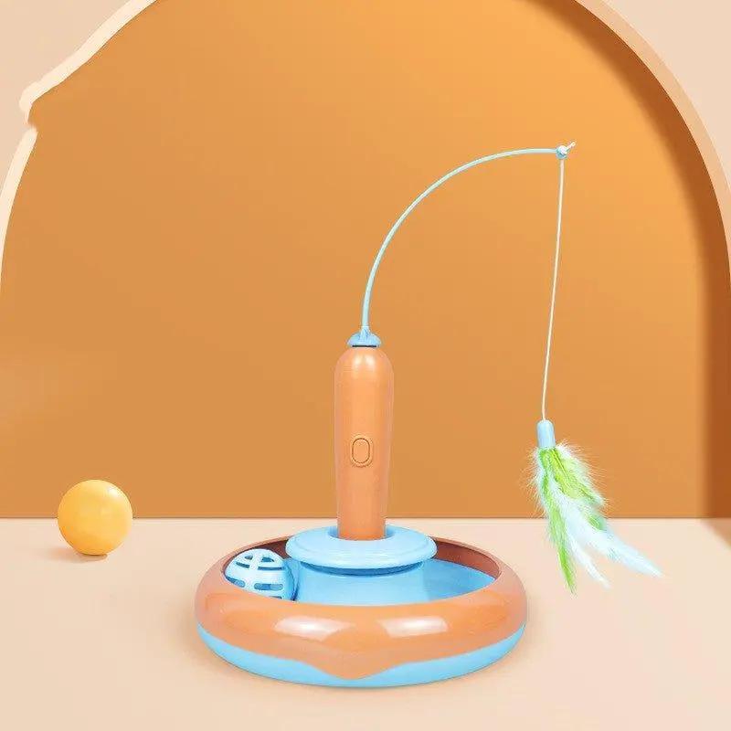 2 In 1 Pet Cat Toy With Feather For Self-Play Cat Turntable Pets Supplies Cat Toy Toys Cats Items Products