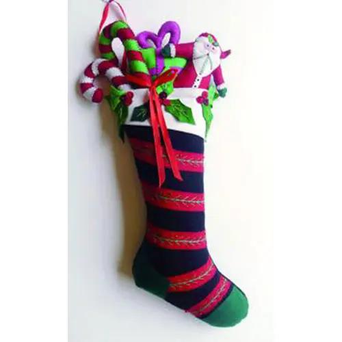 25" Black Stocking w/Santa & Gifts Decor