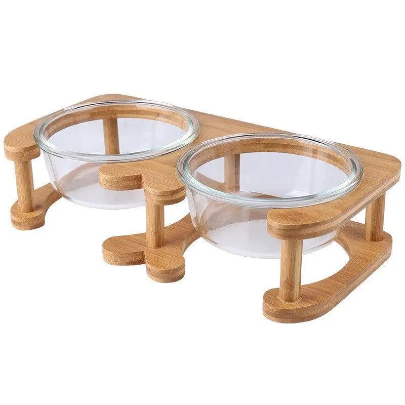 Elegant Glass Cat Food Bowl Set - Stylish And Functional Pet Dining Solution