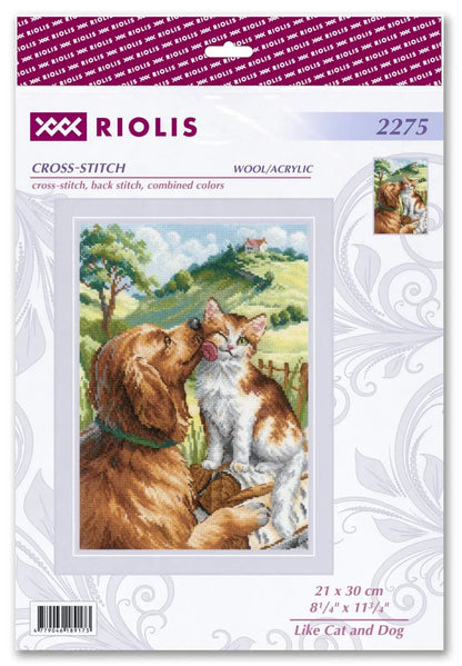 Like Cat and Dog R2275 Counted Cross Stitch Kit