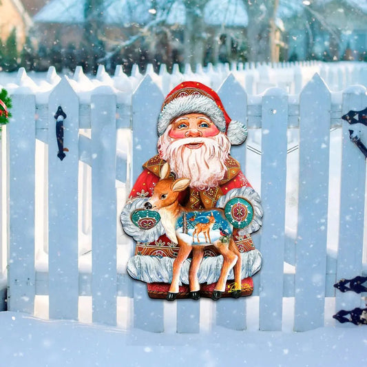 Holiday Fawn Decorative Christmas Door Decor by G. DeBrekht - Christmas Santa Snowman Decor - 8118081H