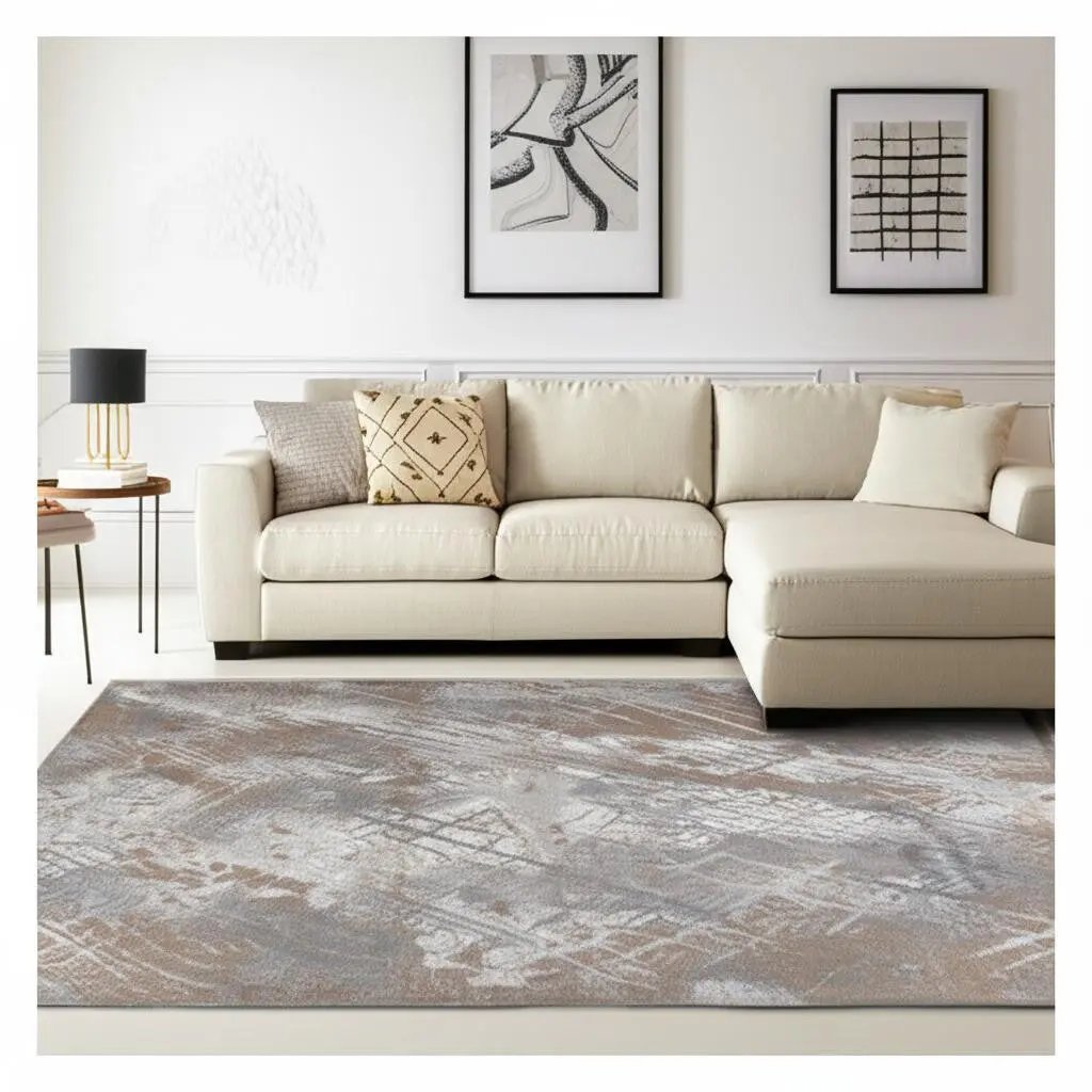7' X 10' Brown Abstract Area Rug