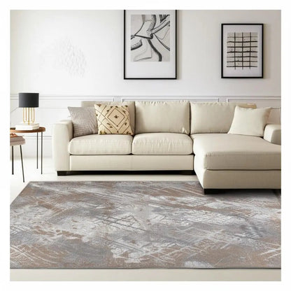 7' X 10' Brown Abstract Area Rug