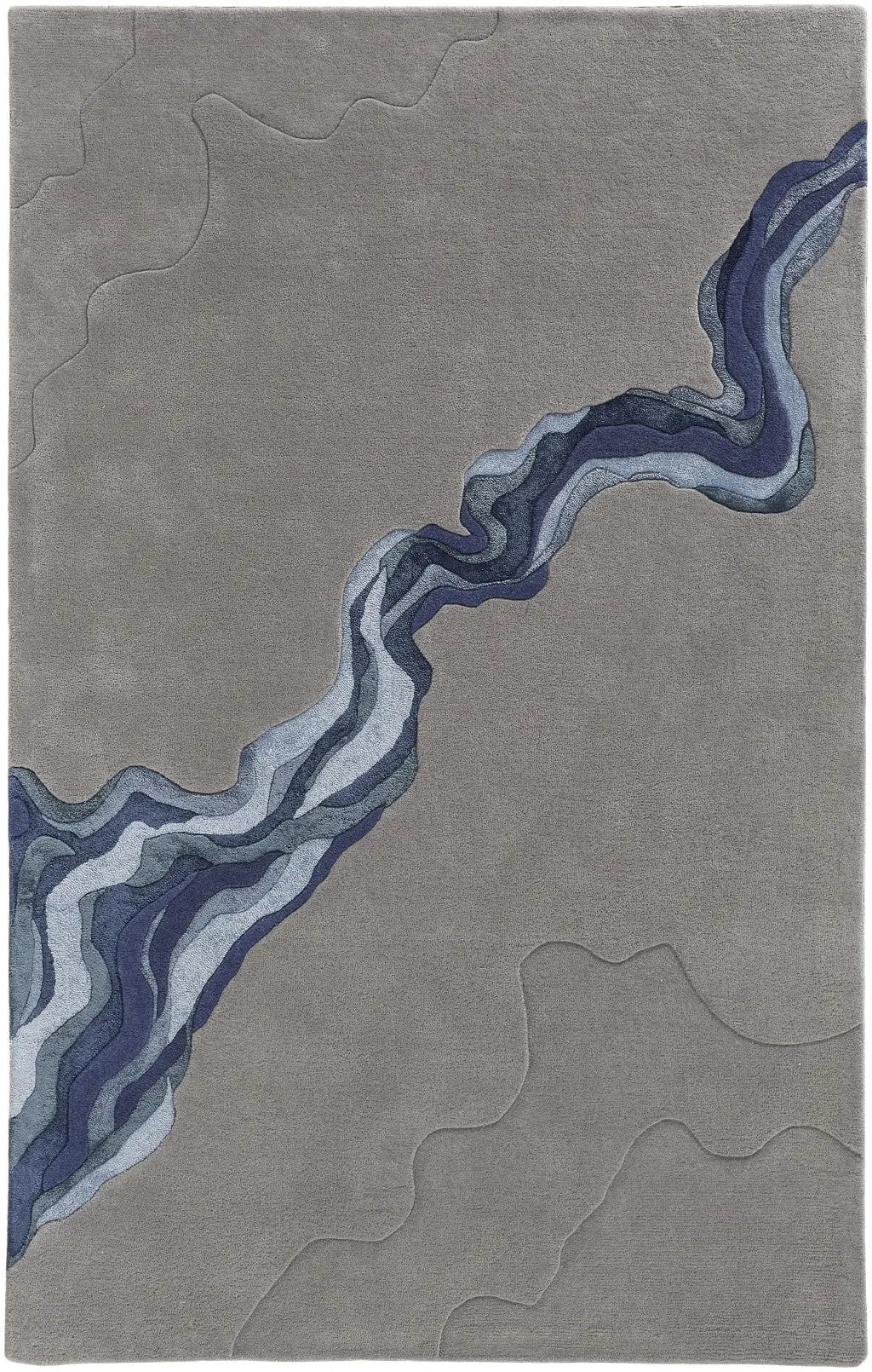 10' X 14' Blue and Gray Wool Abstract Hand Tufted Area Rug
