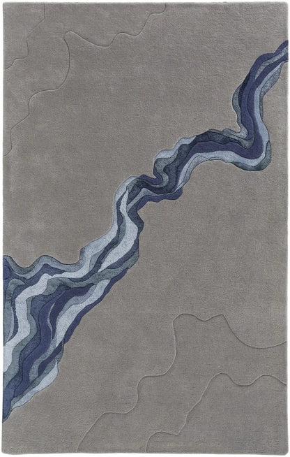 10' X 14' Blue and Gray Wool Abstract Hand Tufted Area Rug