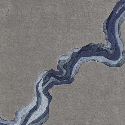 10' X 14' Blue and Gray Wool Abstract Hand Tufted Area Rug