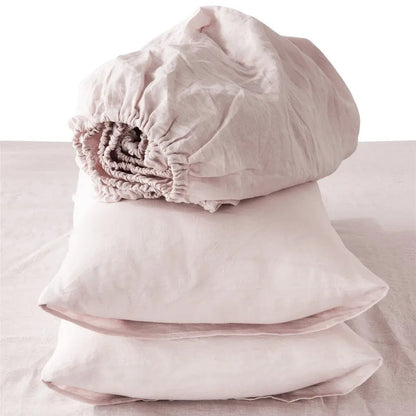 Four Piece Light Pink Linen Sheet Set