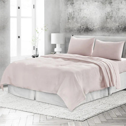 Four Piece Light Pink Linen Sheet Set