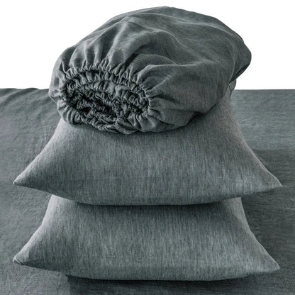 Four Piece Slate Gray Linen Sheet Set