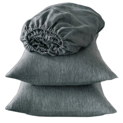 Four Piece Slate Gray Linen Sheet Set
