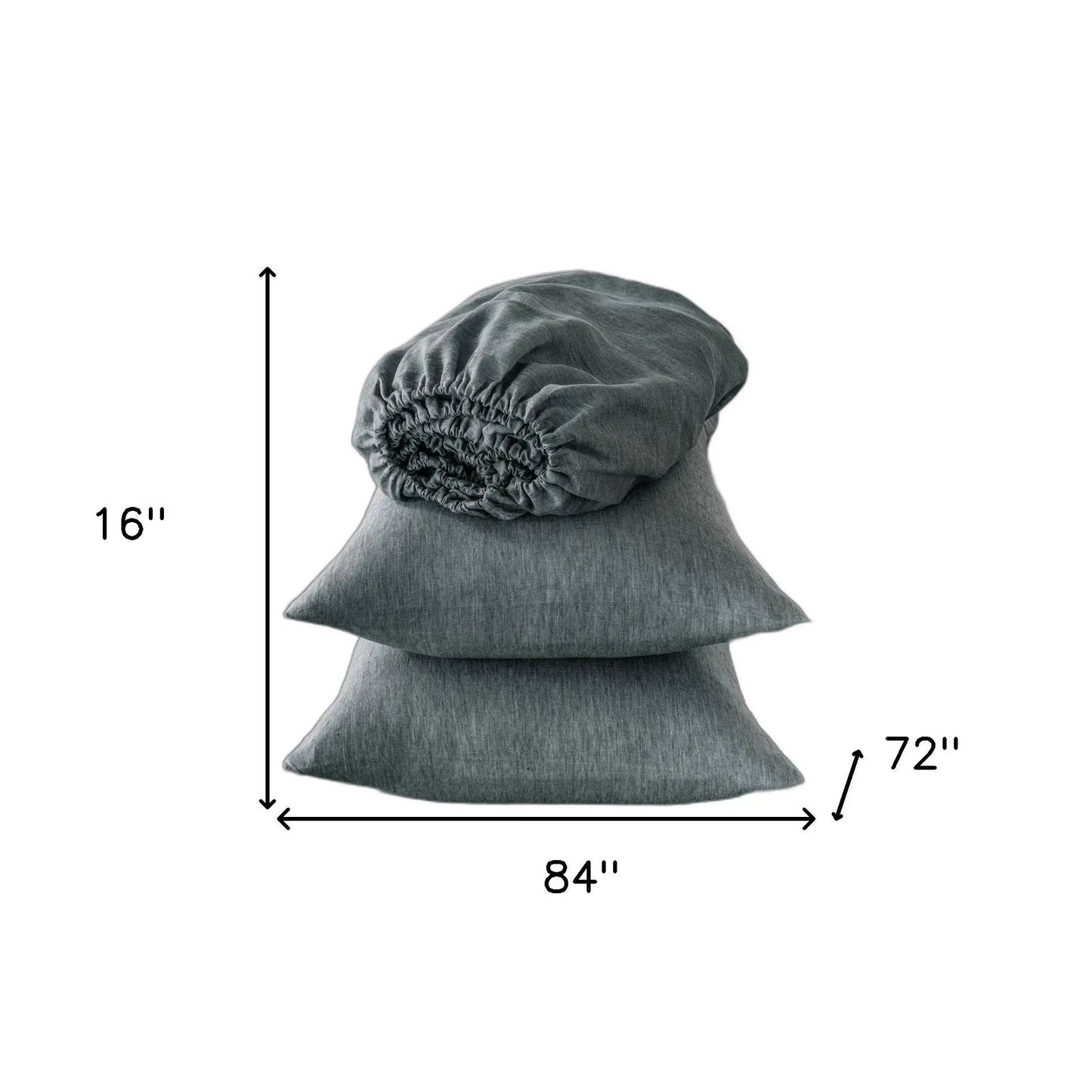 Four Piece Slate Gray Linen Sheet Set