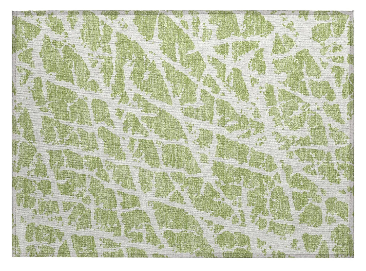 2' X 3' Green and White Abstract Washable Non Skid Indoor Outdoor Area Rug