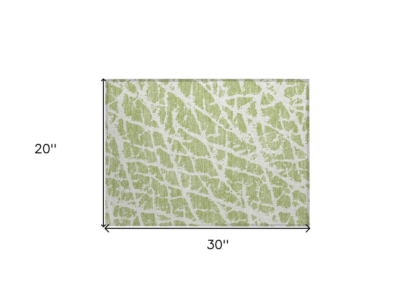 2' X 3' Green and White Abstract Washable Non Skid Indoor Outdoor Area Rug