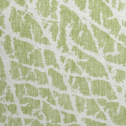 2' X 3' Green and White Abstract Washable Non Skid Indoor Outdoor Area Rug