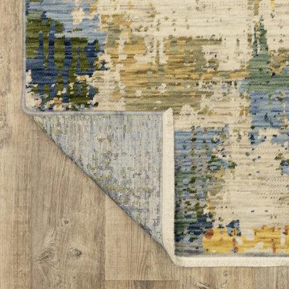 2' X 3' Beige Orange And Red Abstract Area Rug With Fringe