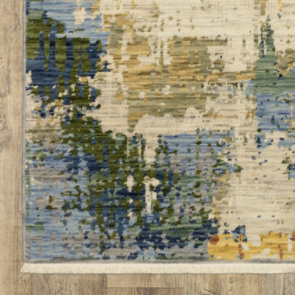 2' X 3' Beige Orange And Red Abstract Area Rug With Fringe