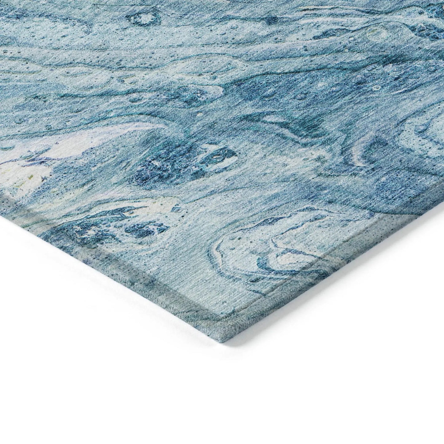 8' X 10' Sky Blue And Navy Blue Abstract Washable Indoor Outdoor Area Rug