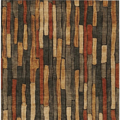 5' X 8' Coffee And Brown Striped Washable Indoor Outdoor Area Rug