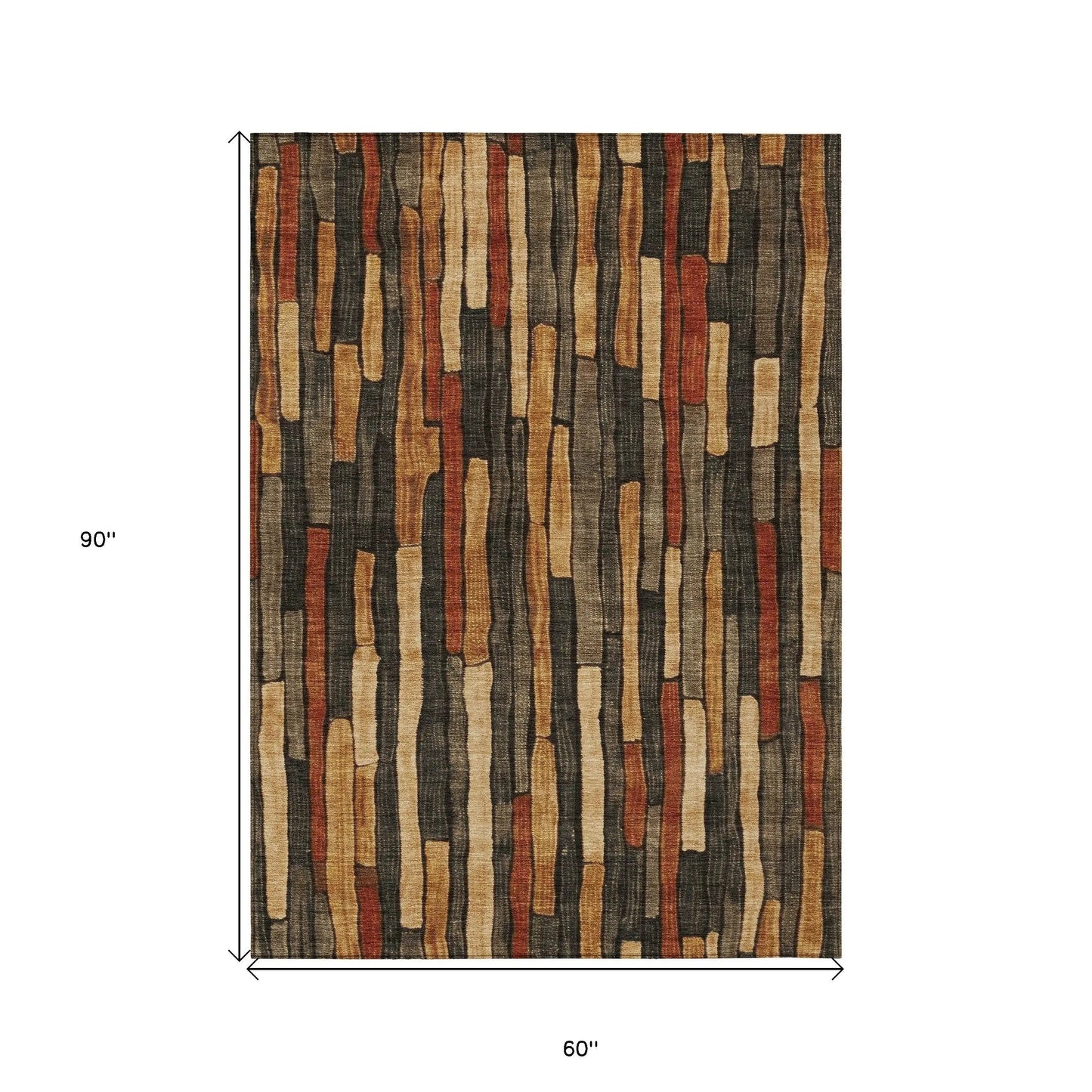 5' X 8' Coffee And Brown Striped Washable Indoor Outdoor Area Rug