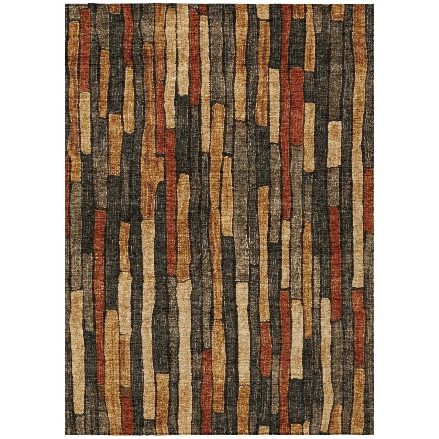5' X 8' Coffee And Brown Striped Washable Indoor Outdoor Area Rug