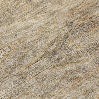 8' Brown And Taupe Round Aztec Washable Indoor Outdoor Area Rug