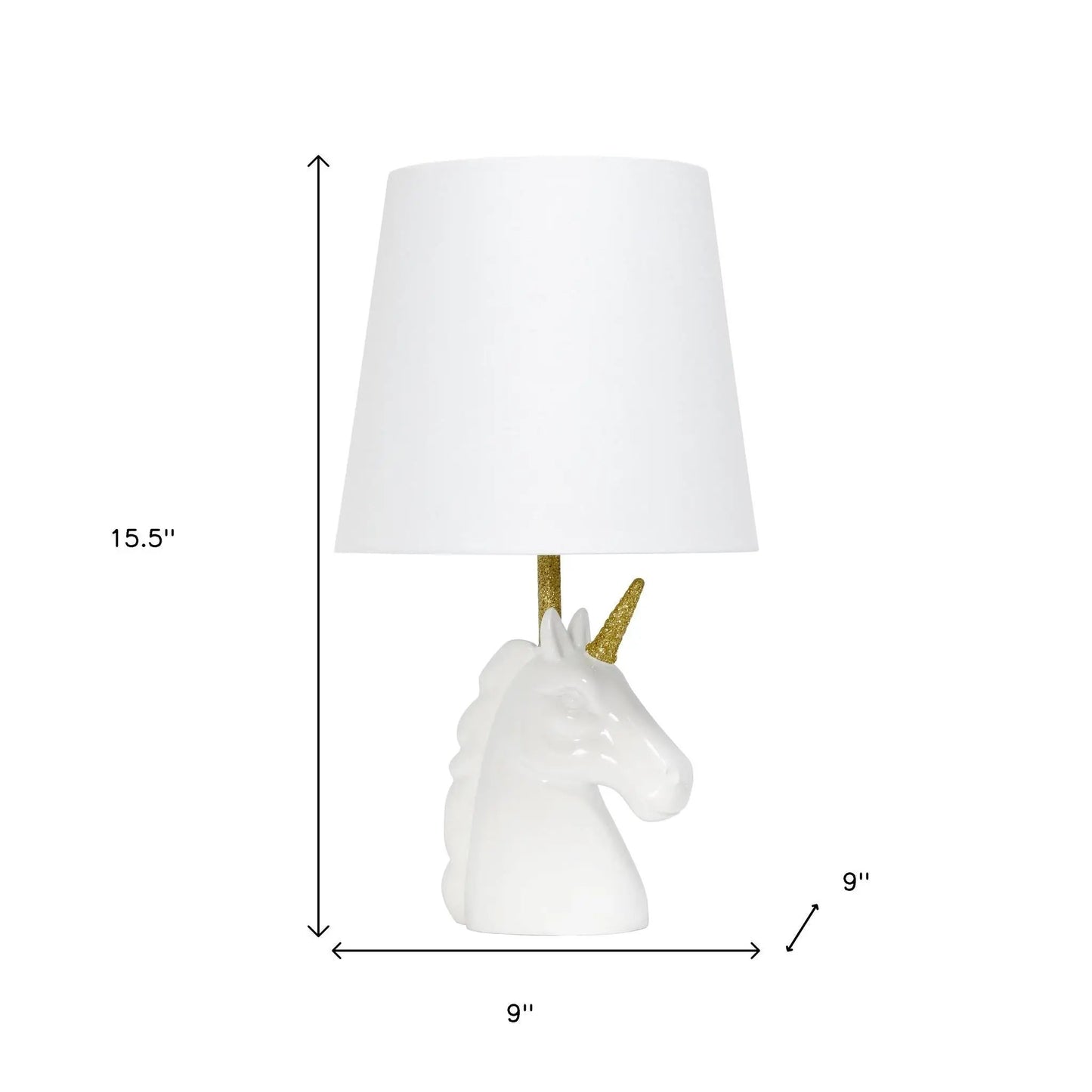 16" White And Gold Novelty Table Lamp With White Drum Shade