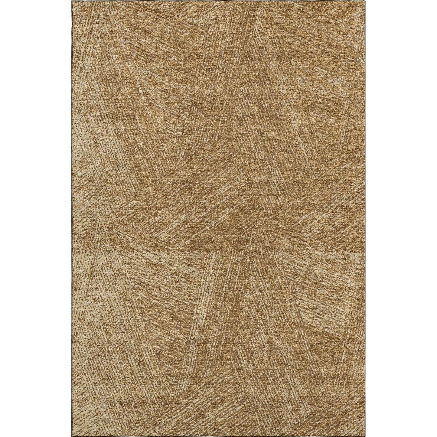 5' X 8' Gold And Beige Abstract Washable Area Rug With UV Protection
