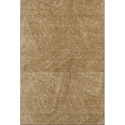 5' X 8' Gold And Beige Abstract Washable Area Rug With UV Protection