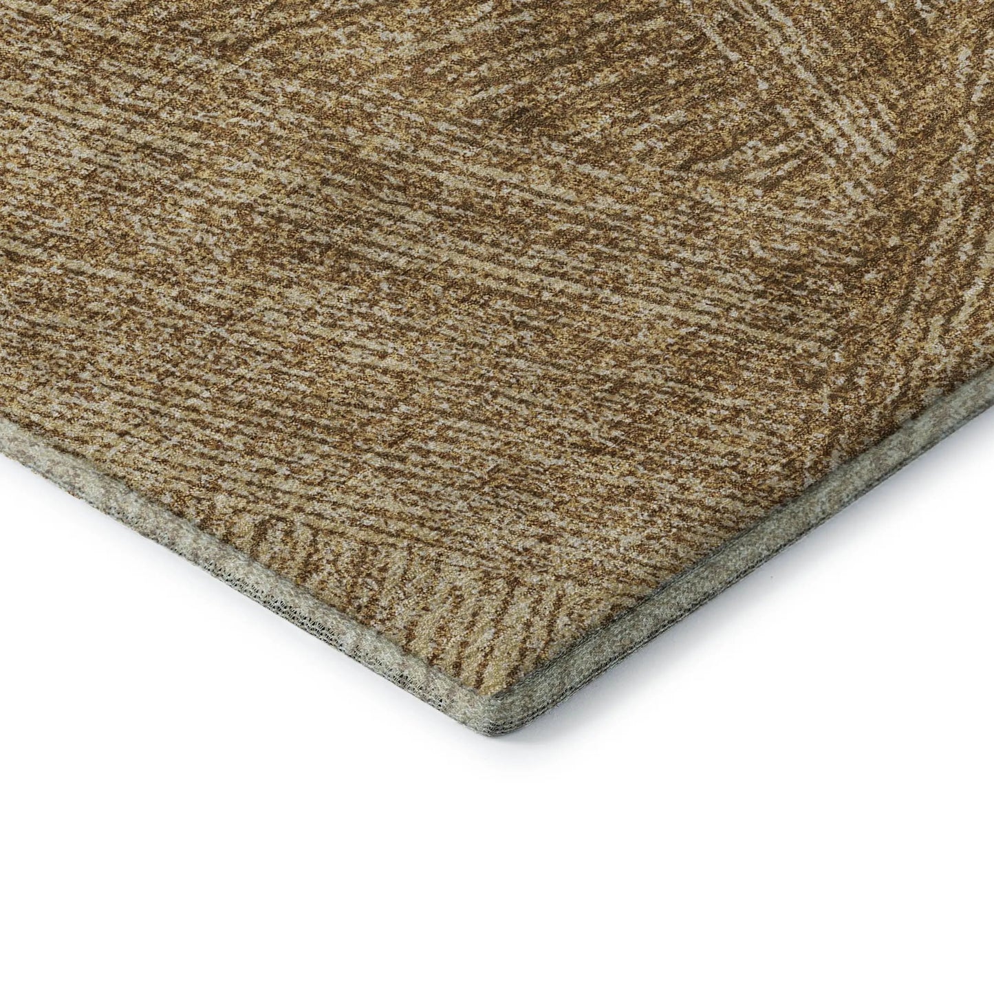 5' X 8' Gold And Beige Abstract Washable Area Rug With UV Protection