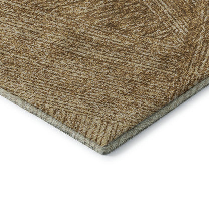 5' X 8' Gold And Beige Abstract Washable Area Rug With UV Protection