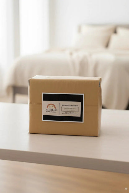 Four Piece Gold Cotton King Sheet Set