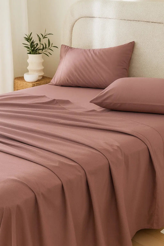 Four Piece Pink Cotton King Sheet Set