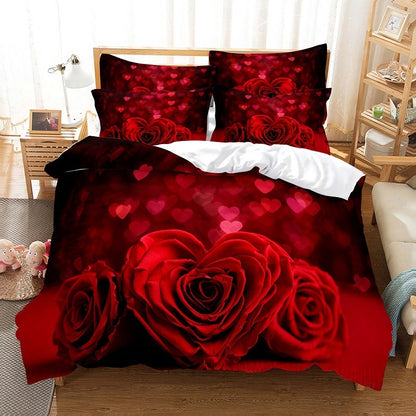 Rose Bedding Suit Polyester Home Textile