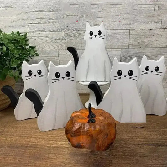 Personalized Halloween Ghost Cat Statue - petsiam.com