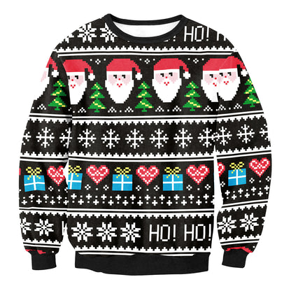 Women's Santa Claus Elk Long Sleeve Round Neck Loose Sweatshirt