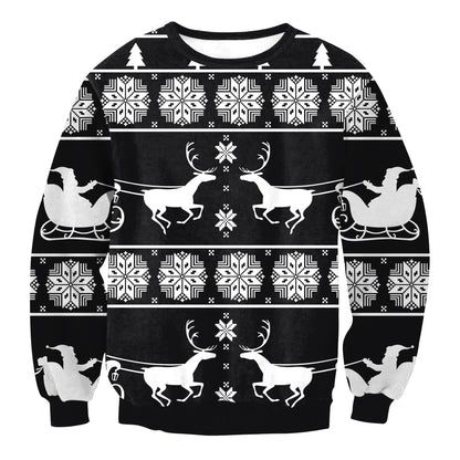 Women's Santa Claus Elk Long Sleeve Round Neck Loose Sweatshirt