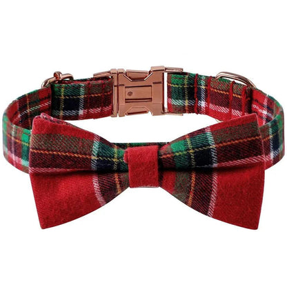 Festive Holiday Dog Collar With Rose Gold Buckle