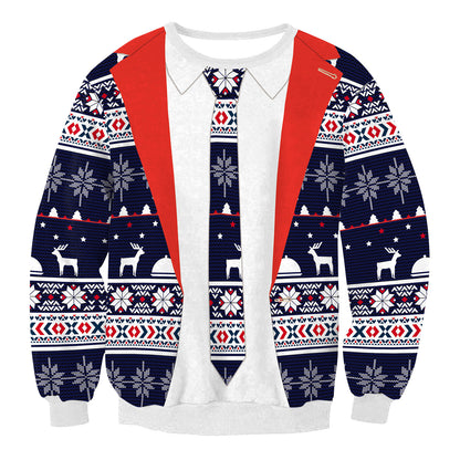 Women's Santa Claus Elk Long Sleeve Round Neck Loose Sweatshirt