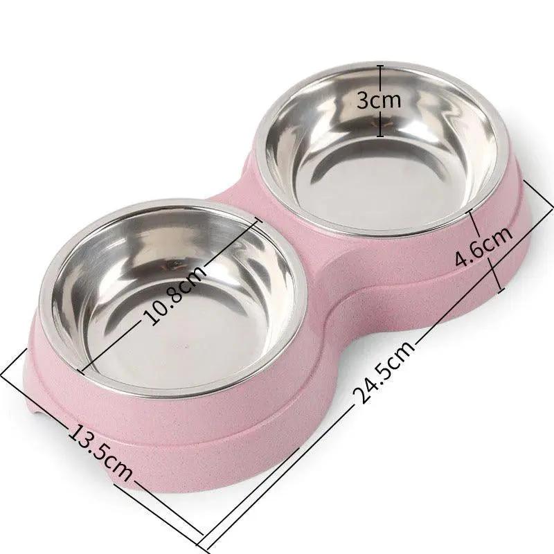 Stylish Stainless Steel Double Pet Feeder - Premium Food And Water Bowls For Cats, Dogs, And Puppies